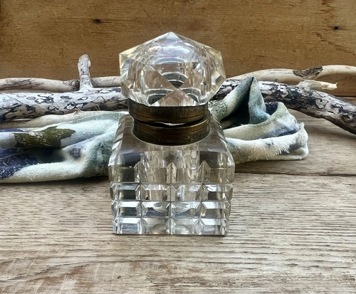 Antique cut glass inkwell - inkwell, with