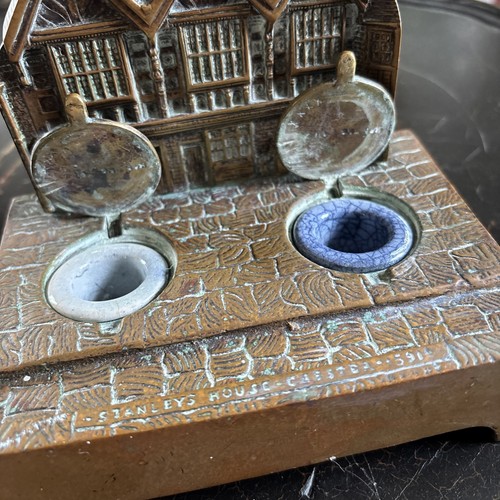 Antique brass inkwell - antique,