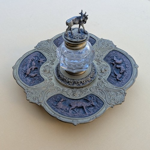 Brass inkwell antique - brass,
