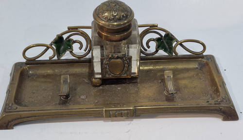 Antique brass inkstand - antique,