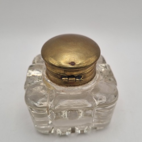 Vintage glass inkwell with - glass,