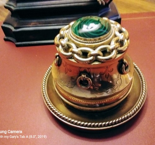 Antique ships inkwell - , brass