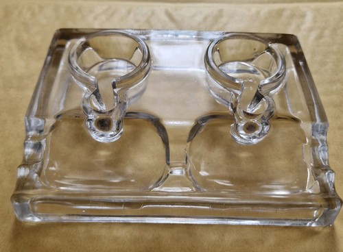 Antique double glass inkwell - antique,