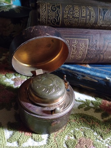 Antique travel inkwell glass - travel, inkwell,