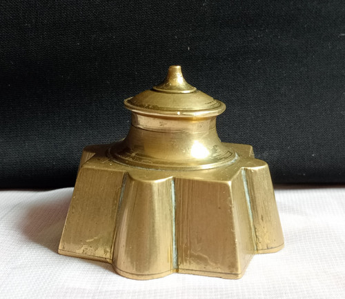 Vintage brass inkwell ink - brass,