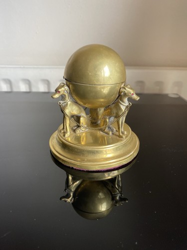 19thc domed brass inkwell - 19thc,