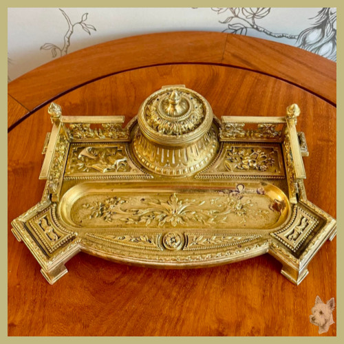 Antique gilt brass desk - antique,
