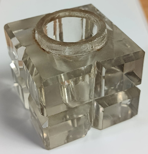 Antique crystal inkwell - crystal,