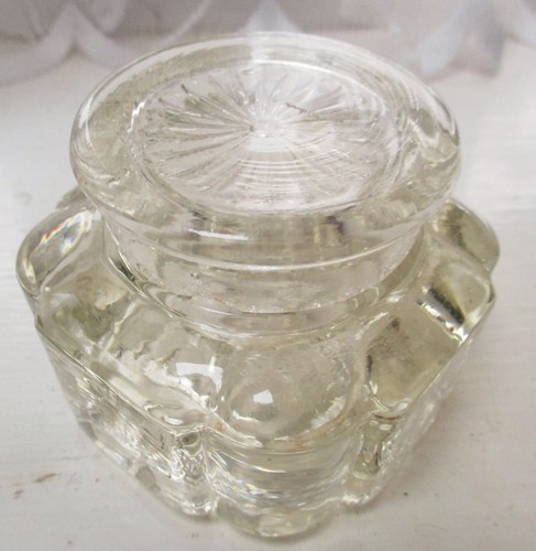 Antique glass inkwell e - antique,