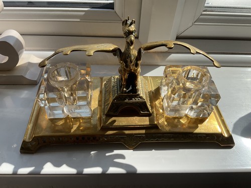 Antique glass crystal brass - glass,
