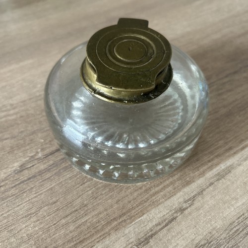 Antique ink well brass top - ink,