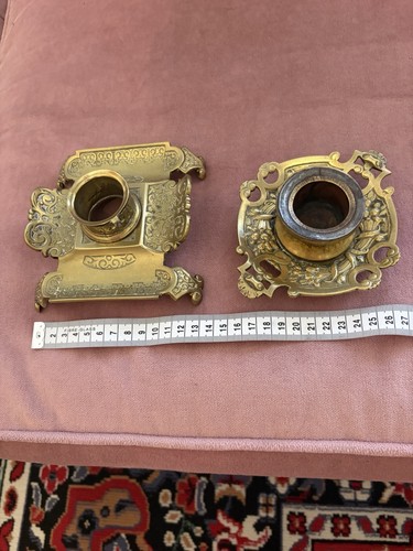 Antique ornate brass inkwell - ornate,