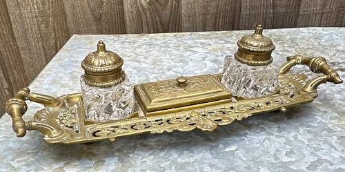 Antique ornate brass double - antique,