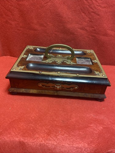 Antique double inkwell desk - inkwell,