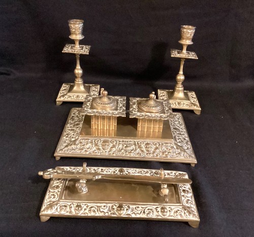 Antique victorian brass desk - brass,
