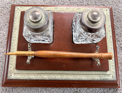 Antique style double inkwell - antique,