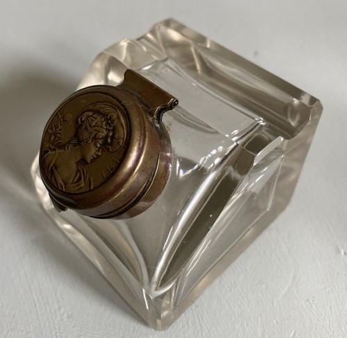 Antique square glass - , inkwell