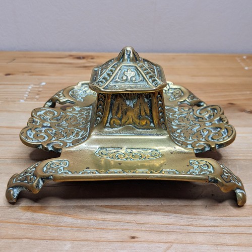 Vintage brass inkwell pen - vintage, &