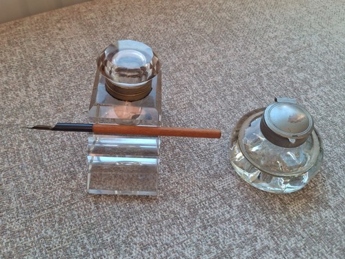 Antique cut glass inkwells - 2,