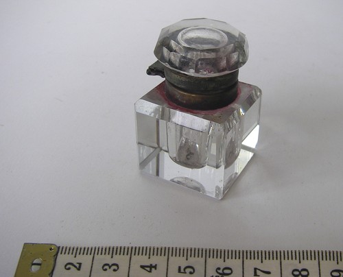 Antique crystal inkwell cut - antique,