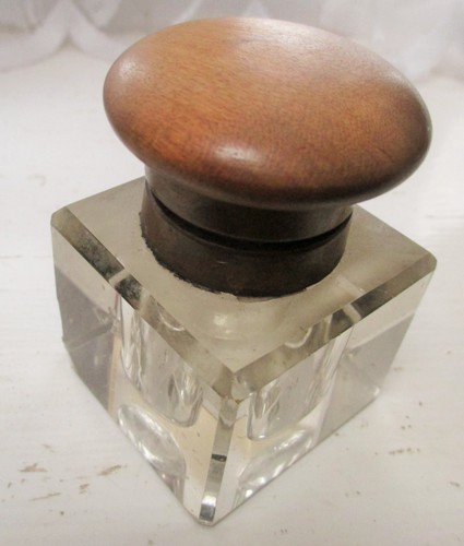 Antique glass inkwell - antique,