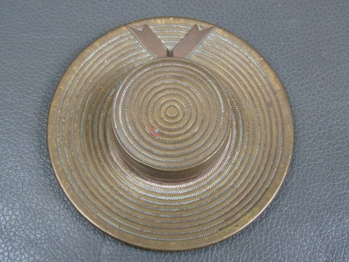 Antique brass boater hat