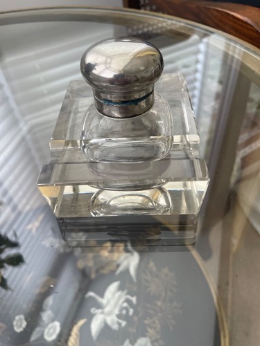 Antique glass ink well - , with